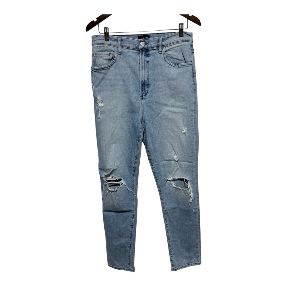 Joes Jeans Womens 31 Light Wash Distressed The Raine High Rise Slim Straight